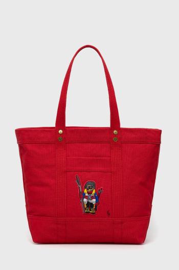 Bavlněná kabelka Polo Ralph Lauren červená barva