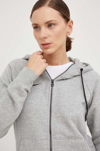 Mikina Nike dámská, šedá barva, s kapucí, melanžová
