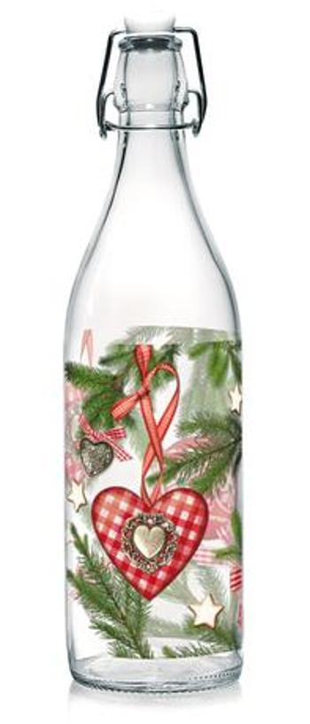 CERVE Skleněná láhev s patentním uzávěrem TORO 1l vánoční dekor