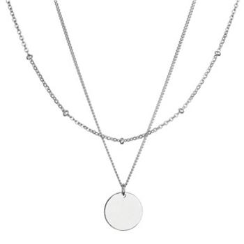 EVOLUTION GROUP CZ Stříbrný náhrdelník dvouřadý s placičkou - 62002