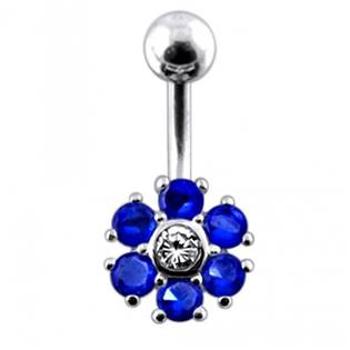 Šperky4U Stříbrný piercing do pupíku - kytička - BP01014-CB