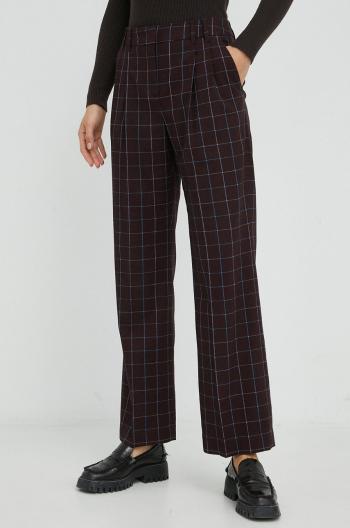 Kalhoty se směsi vlny PS Paul Smith dámské, vínová barva, široké, high waist