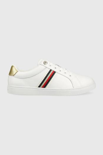 Kožené sneakers boty Tommy Hilfiger CORPORATE WEBBING SNEAKER bílá barva, FW0FW07117