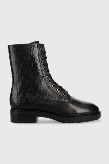 Nízké kozačky Calvin Klein Rubber Sole Combat Boot dámské, černá barva, na plochém podpatku