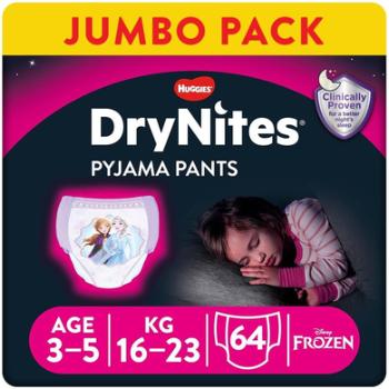 Huggies Jednorázové pyžamové kalhoty DryNites pro dívky Disney Design 3-5 let jumbo pack 4 x 16