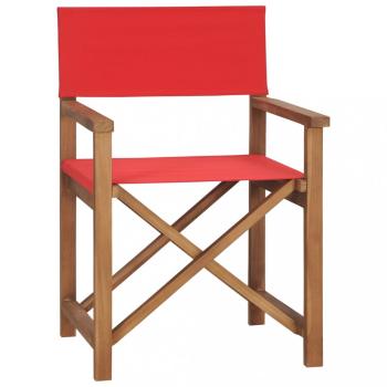 Režisérská židle teakové dřevo Dekorhome Červená