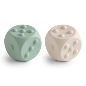 mushie Push Toy Dice 2 Piece Cambridge Blue/Shifting Sand