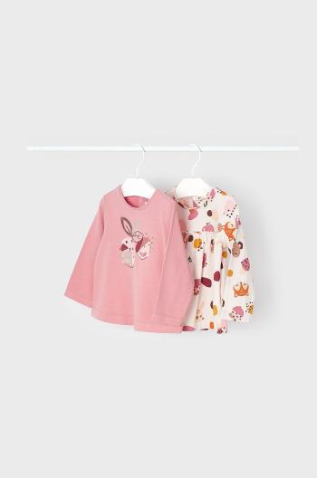 Dětská bavlněná košile s dlouhým rukávem Mayoral ( 2-pak) růžová barva