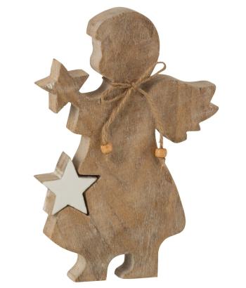 Dřevěný anděl s vyndavací hvězdou - 15*2,5*23cm 15898