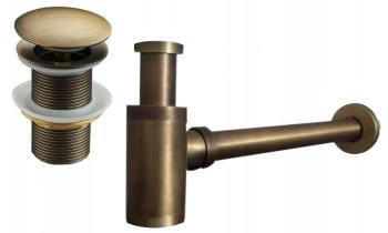 MEXEN/S Umyvadlový sifon s výpustí click-clack bez přepadu, antický bronz 7991050-30