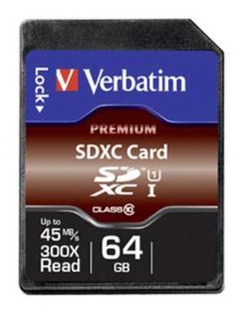 Paměťová karta SDXC, 64 GB, Verbatim Premium 44024, Class 10, UHS-I