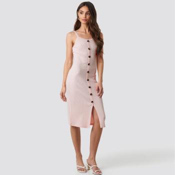 Světle růžové žebrované šaty – S
