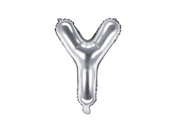 PartyDeco Fóliový balónek Mini - Písmeno Y stříbrný 35cm