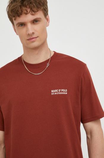 Bavlněné tričko Marc O'Polo vínová barva, s potiskem