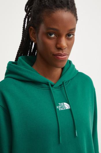 Mikina The North Face Essential Crop Hoodie dámská, zelená barva, s kapucí, hladká, NF0A89EXNL11