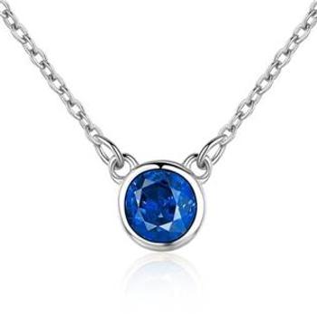 NUBIS® Stříbrný náhrdelník s kulatým modrým kamenem - NB-2087-B