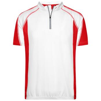 James & Nicholson Pánské cyklistické tričko JN420 - Bílá / červená | XXL