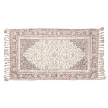 Růžový bavlněný koberec s květy a třásněmi Rosa - 140*200 cm KT080.059L
