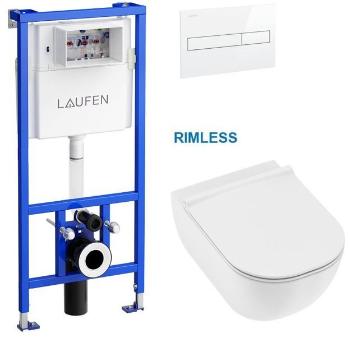 LAUFEN Rámový podomítkový modul CW1 SET s bílým tlačítkem + WC JIKA MIO + SEDÁTKO SLIM H8946600000001BI IO1