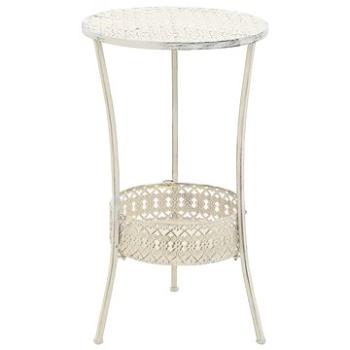 Bistro stolek ve vintage stylu kulatý kovový 40x70 cm bílý (245938)