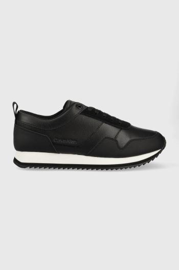 Kožené sneakers boty Calvin Klein HM0HM00998 LOW TOP LACE UP LTH černá barva