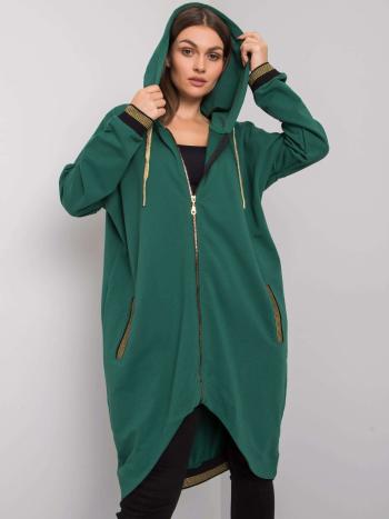 TMAVĚ ZELENÁ DLOUHÁ MIKINA NA ZIP RV-BL-6791.48-DARK GREEN Velikost: S/M