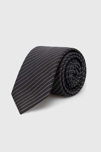 Kravata ze směsi hedvábí HUGO černá barva