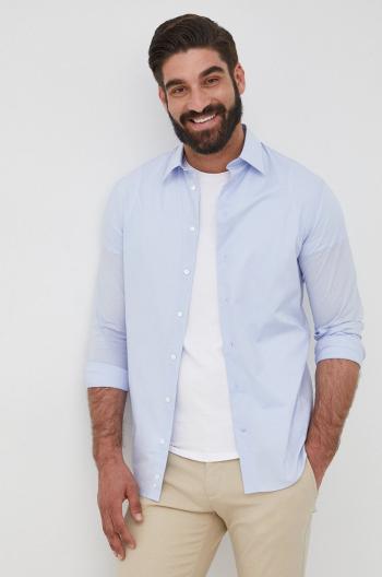 Košile Emporio Armani pánská, modrá barva, regular, s klasickým límcem