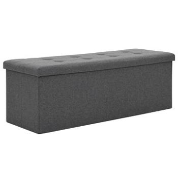 Skládací úložná lavice umělý len 110 x 38 x 38 cm tmavě šedá (247085)