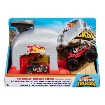 Hot Wheels monster trucks závodní herní set - šedý