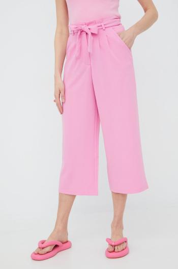 Kalhoty JDY dámské, fialová barva, široké, high waist
