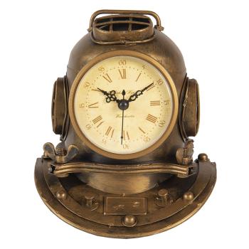Zlatohnědé stolní hodiny ve tvaru potápěčské masky - 16*15*18 cm 6KL0728