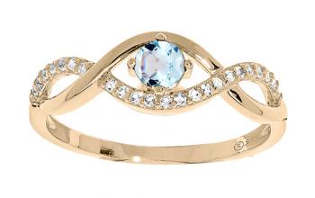 Troli Půvabný pozlacený prsten s modrým topazem PO/SR00716TP 60 mm