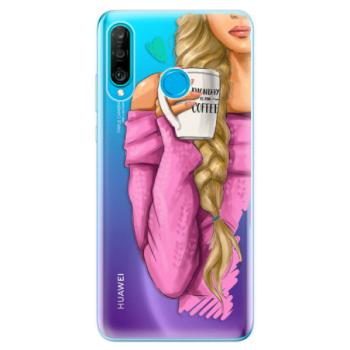 Odolné silikonové pouzdro iSaprio - My Coffe and Blond Girl - Huawei P30 Lite