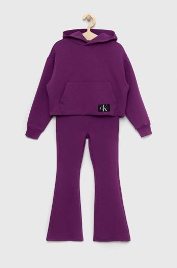 Dětská tepláková souprava Calvin Klein Jeans fialová barva