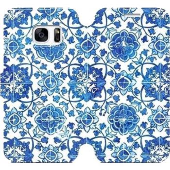 Flipové pouzdro na mobil Samsung Galaxy S7 - ME05P Modré dlaždice s květy (5903226208708)