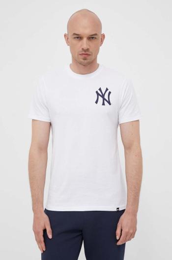 Bavlněné tričko 47brand MLB New York Yankees bílá barva, s potiskem