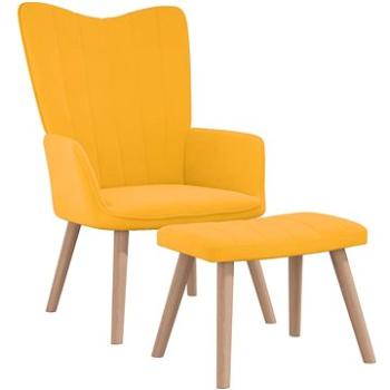 Relaxační křeslo se stoličkou hořčicově žluté samet, 327673 (327673)