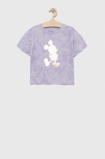 Dětské bavlněné tričko GAP x Myszka Miki fialová barva