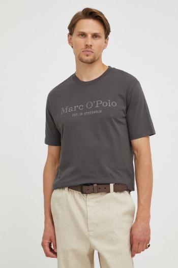 Bavlněné tričko Marc O'Polo šedá barva, s potiskem