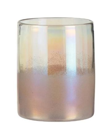 Růžová skleněná perleťová váza Pearl pink - Ø 17*21cm 3613