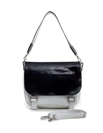Dámská kabelka s lakovanou klopou ZOEY bílo-černá 