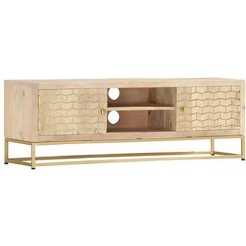 TV stolek zlatý 120x30x40 cm masivní mangovníkové dřevo (286499)