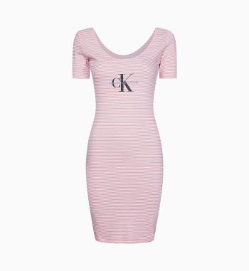 Calvin Klein Calvin Klein dámské růžové pruhované šaty Monogram Stripe Ballet Dress