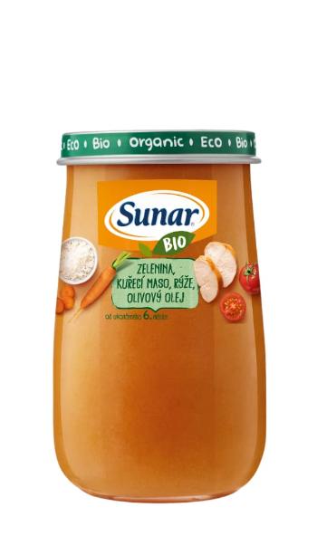 Sunar Bio Zelenina, kuřecí maso, rýže, olivový olej 190 g
