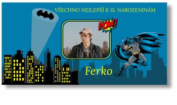 Narozeninový banner s fotkou - Batman Rozměr banner: 130 x 260 cm