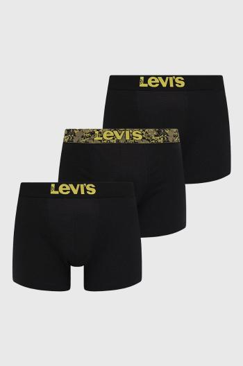 Boxerky Levi's 3-pack pánské, černá barva