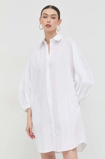 Bavlněné šaty Silvian Heach bílá barva, mini, oversize