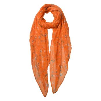 Oranžový šátek s kvítky - 80*180 cm MLSC0462Y