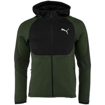 Puma EVOSTRIPE FULL ZIP HOODIE Pánská mikina, tmavě zelená, velikost